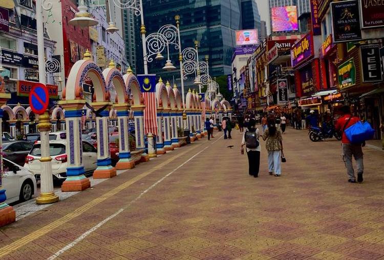 Colourful arches along the street in Brickfields, Little India, Kuala Lumpur